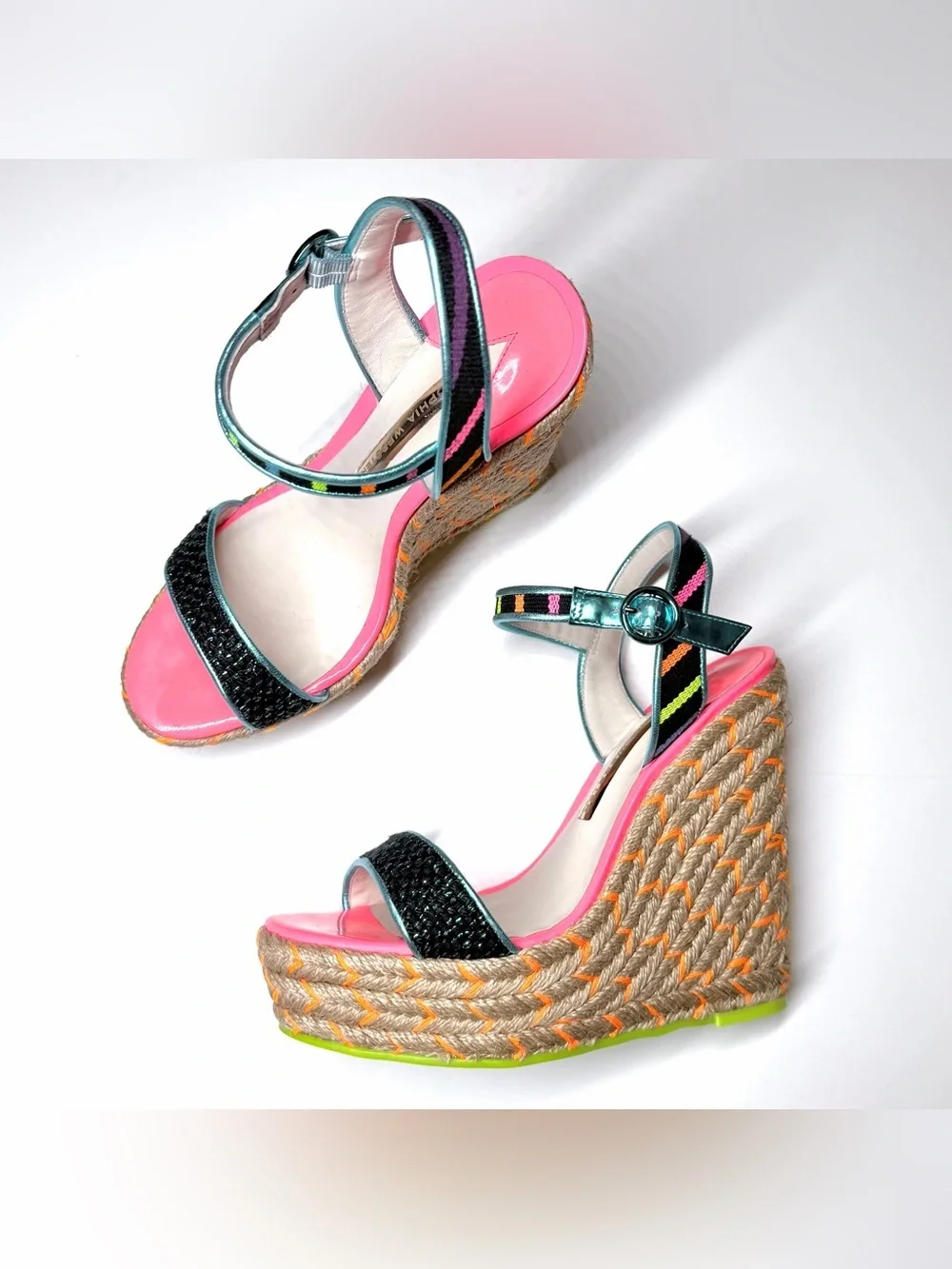 Sophia Webster Multicolor Fabric and Leather Lucita Espadrille Sandals Size- 38
